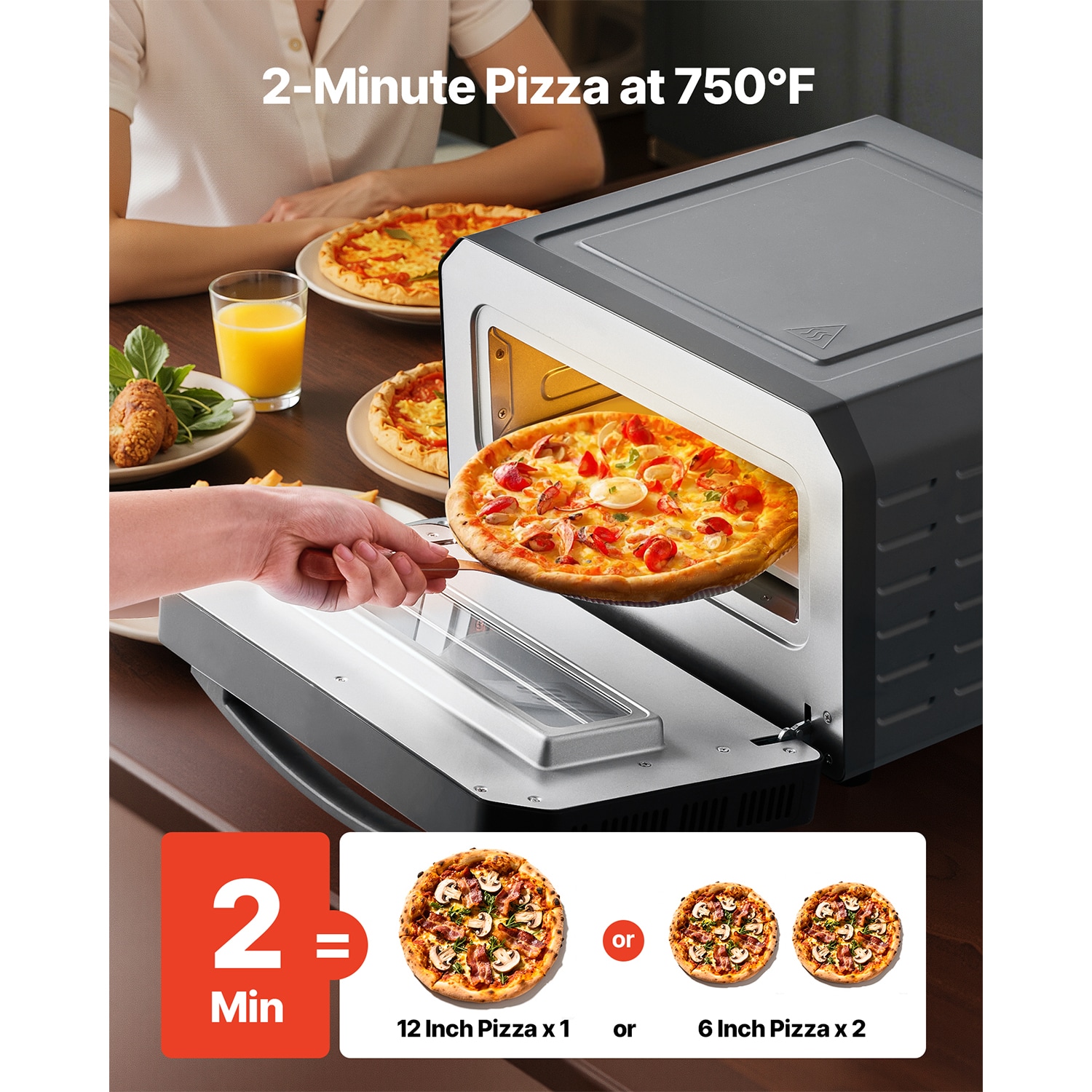 12 Inch Electric Pizza Oven With Pizza Stone 750℉ Max Temp Pizza Maker_voghion.com